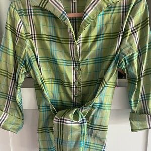 Green plaid Marisa Baratelli top Size 12